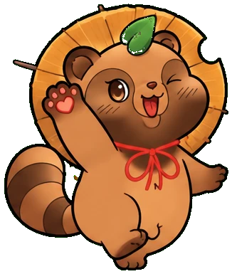 Pochi, la mascotte de l'Atelier Yokai, fait un signe de la patte